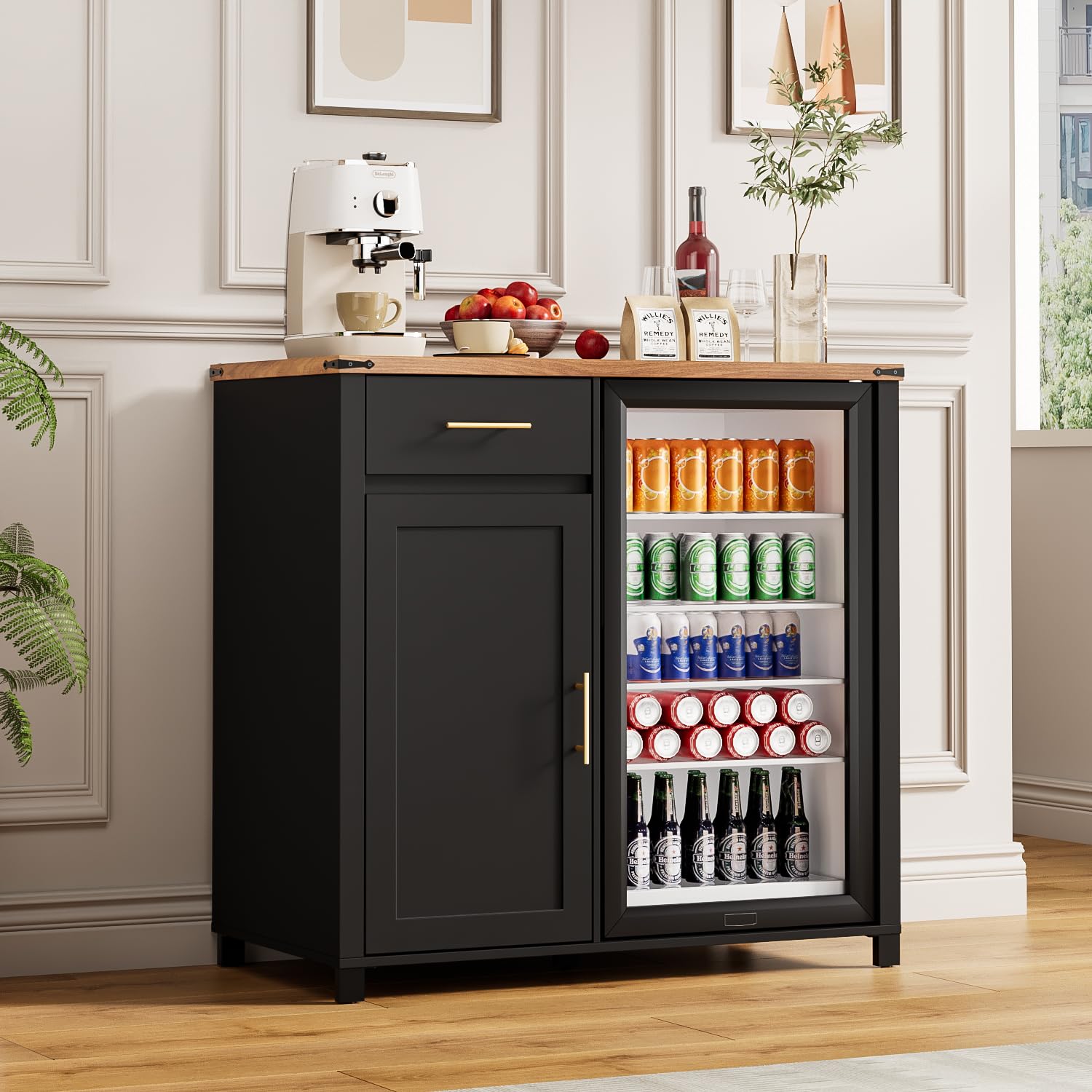 Home Bar And Fridge - خزانة بار قهوة بطول 39 بوصة