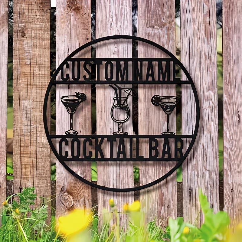 Home Bar Signs - لافتة بار كوكتيل مخصصة بالاسم، ديكور