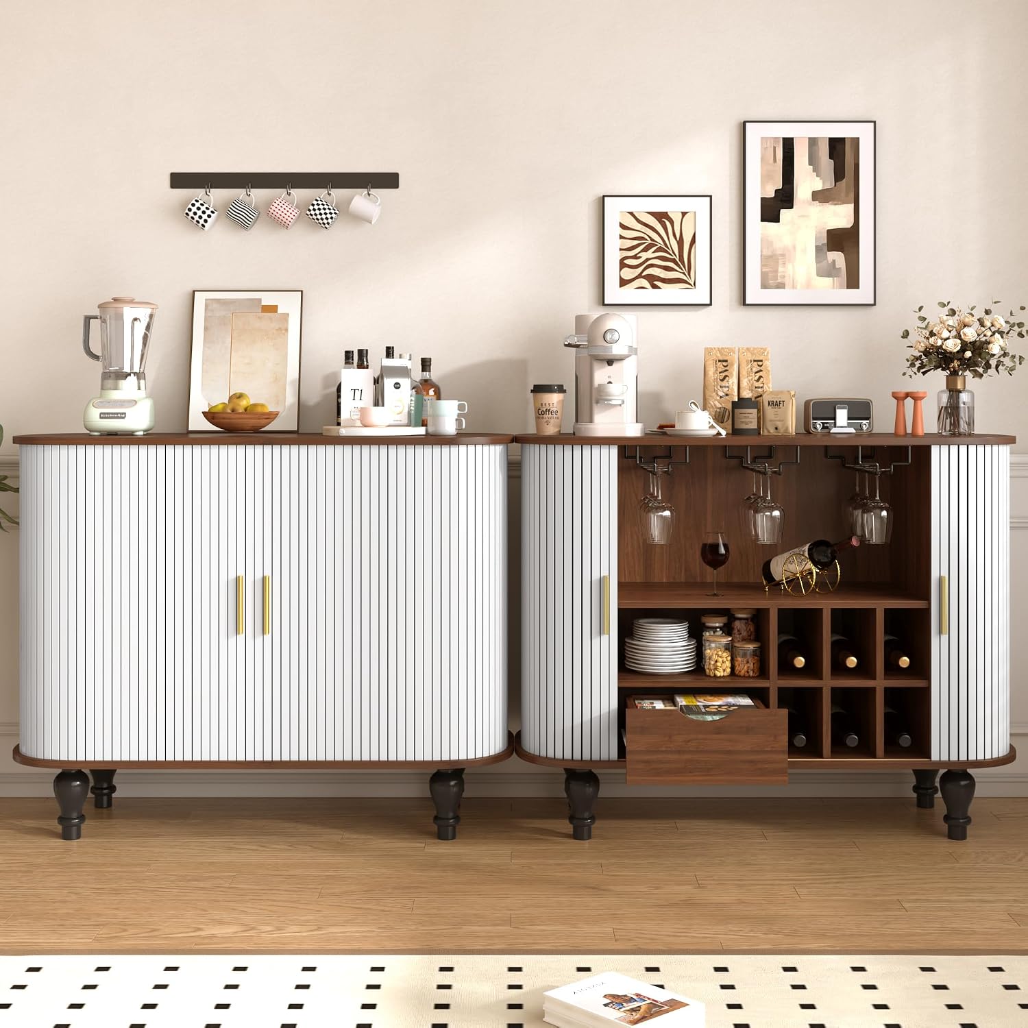 خزانة بار بيضاء مع 6 رفوف للنب - مراجعة Home Bar And Cabinet وسعره