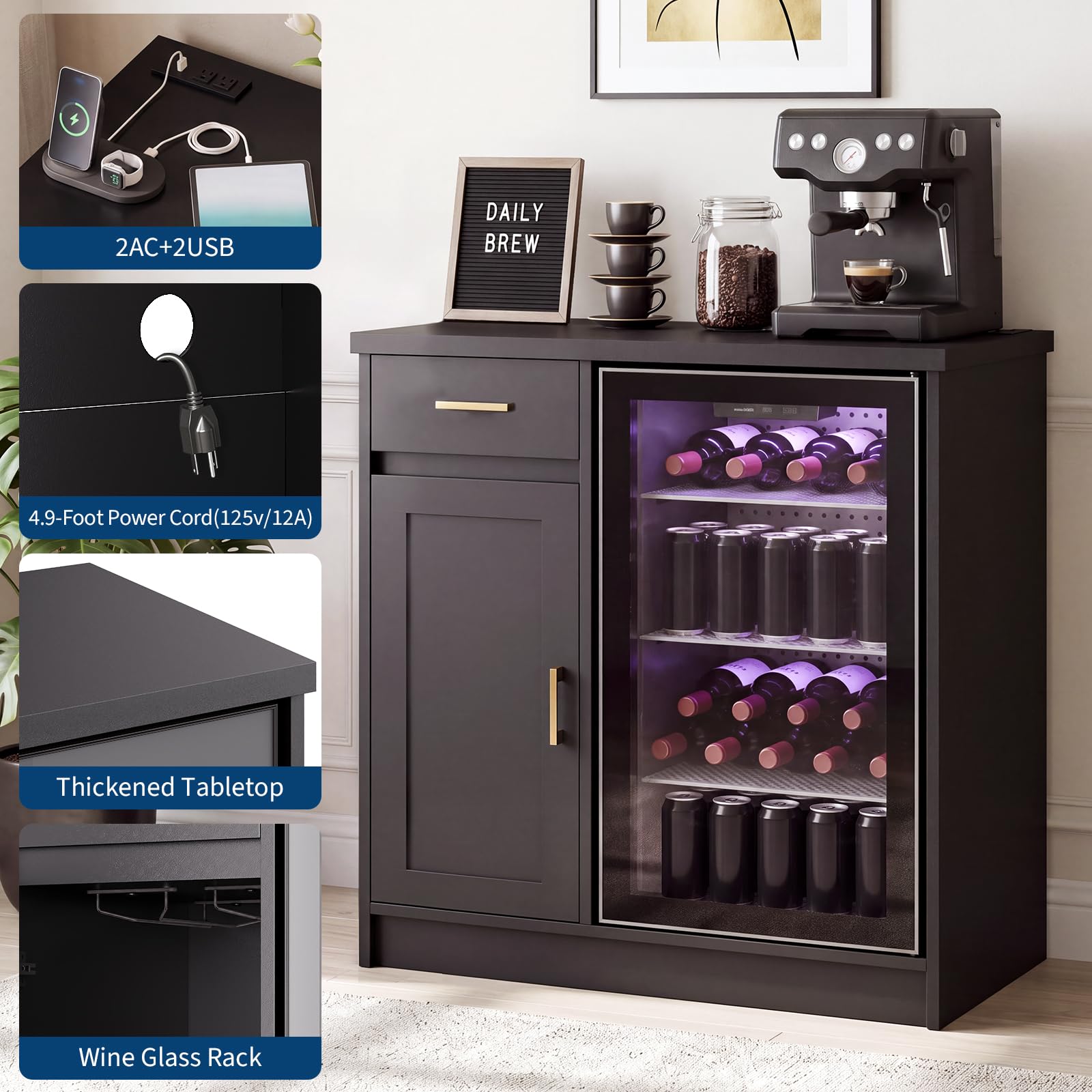 خزانة بار نبيذ بتصميم ريفي مقا - مراجعة Home Bar And Cabinet وسعره