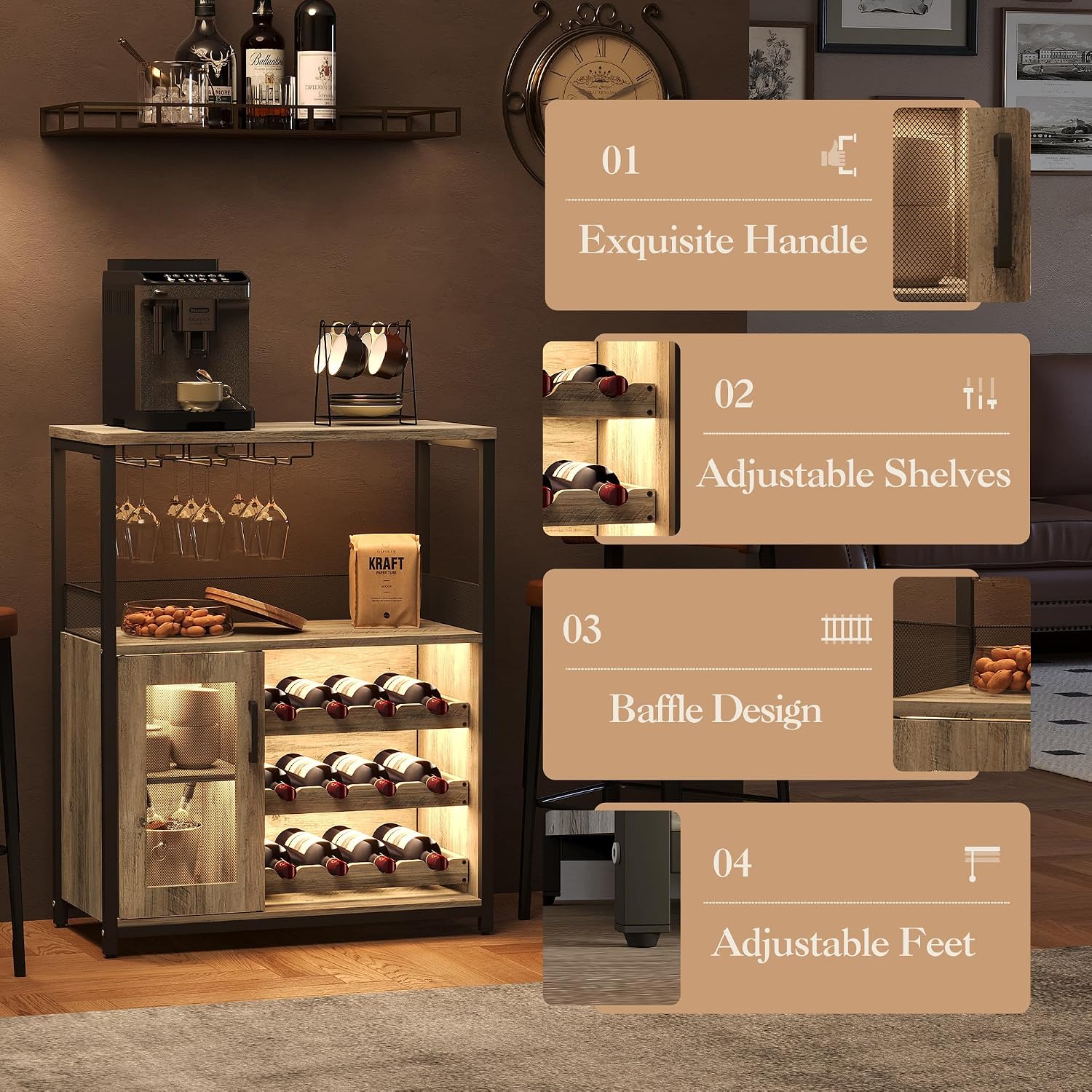 خزانة بار للنبيذ بثلاث طبقات م - مراجعة Home Bar And Cabinet وسعره