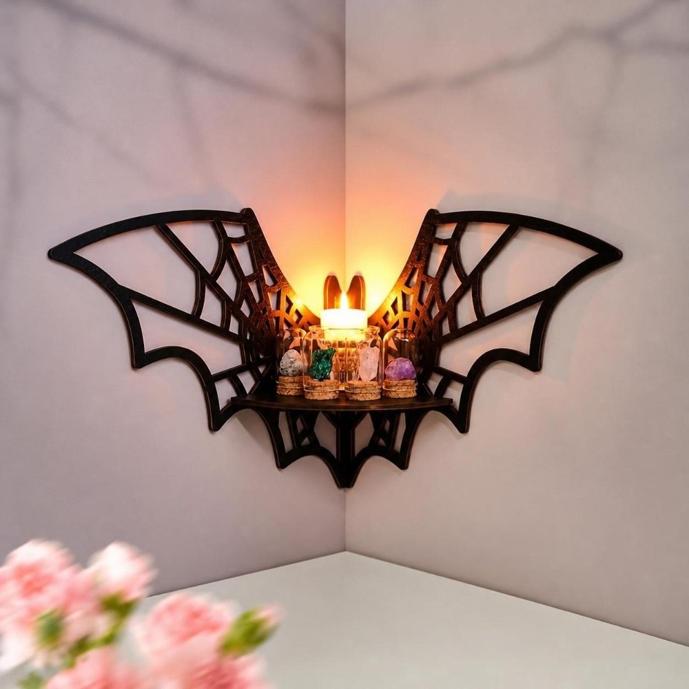 رف زاوية خشبي بتصميم مجوف مثبت - مراجعة Home Bar Shelf وسعره