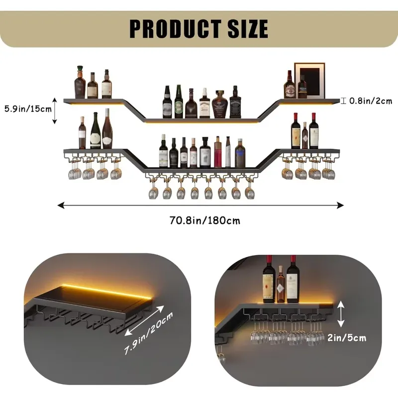 رف نبيذ LED مثبت على الحائط بط - مراجعة Home Bar Shelf وسعره