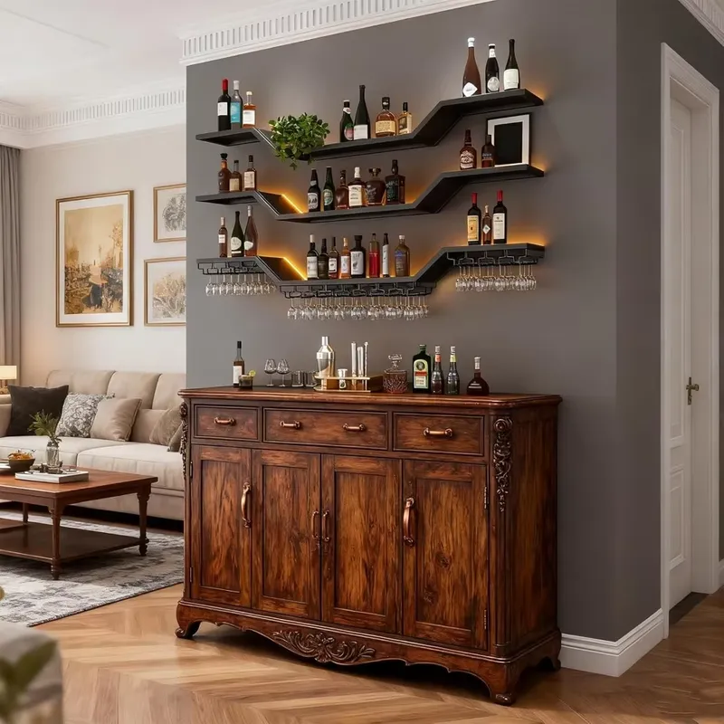 رف نبيذ LED مثبت على الحائط بط - مراجعة Home Bar Shelf وسعره