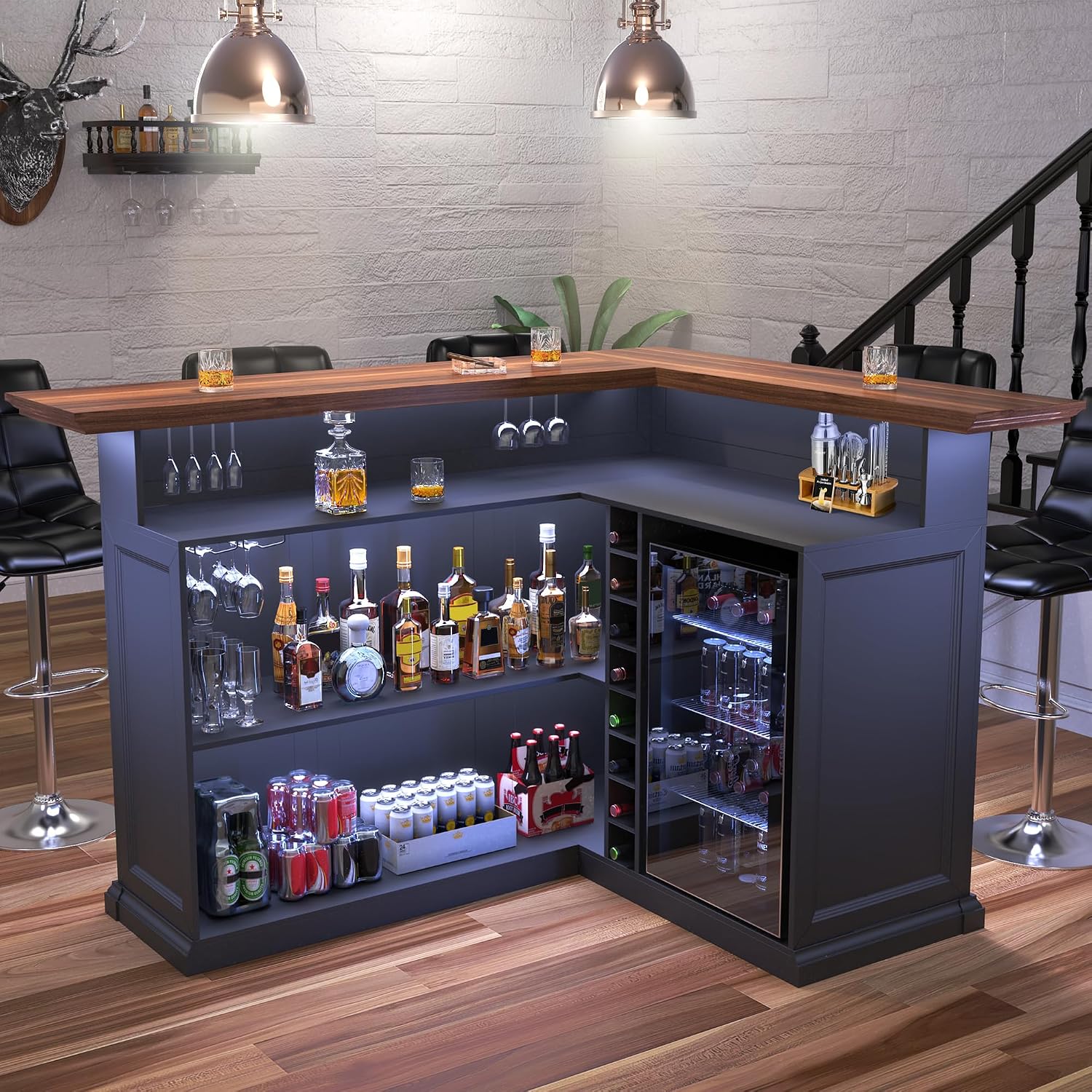 خزانة بار منزلية على شكل حرف L - مراجعة Home Bar And Fridge وسعره